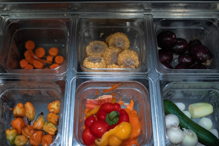 Kolorowe warzywa w pojemnikach przygotowane do meal prepu